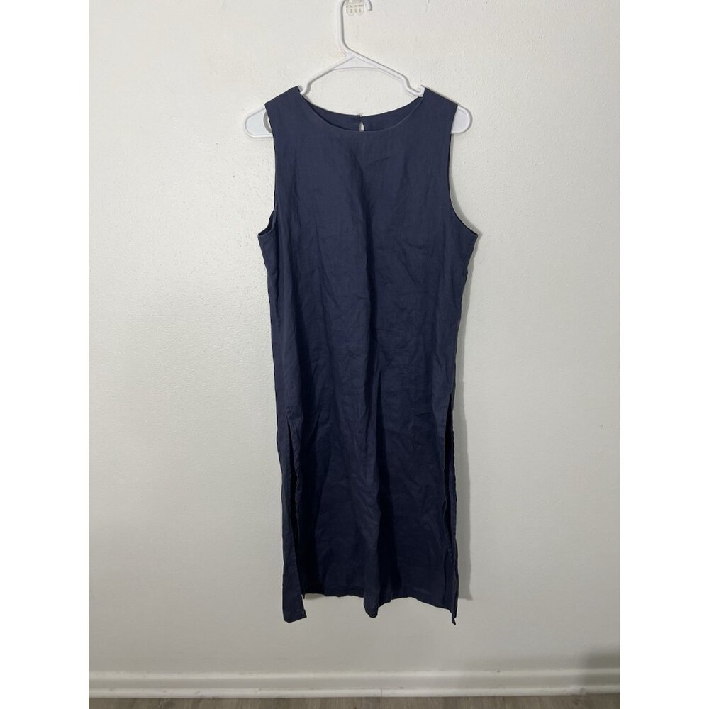 Eastern Serenity 100 percent Linen Midi Dress Size Medium Sleeveless